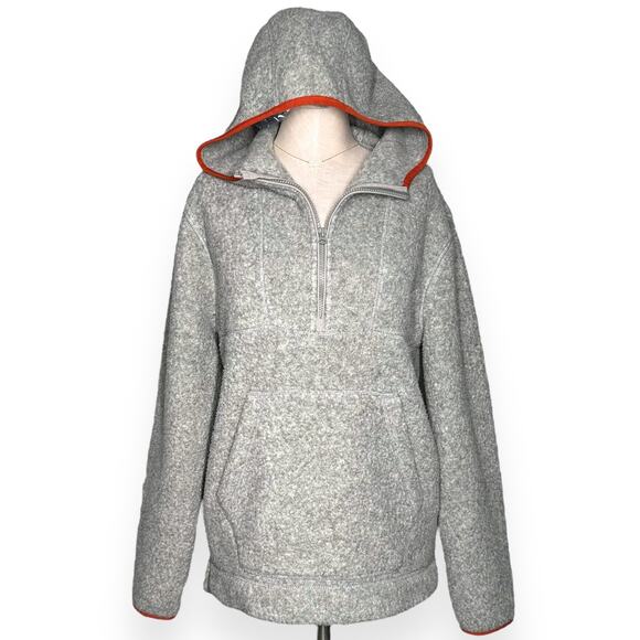 MADEWELL Polartec Thermal Pro Pullover Fleece Hoodie Sherpa Half Zip Cozy Gray - Picture 5 of 15